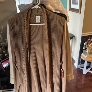Brown Open-Front Sweater